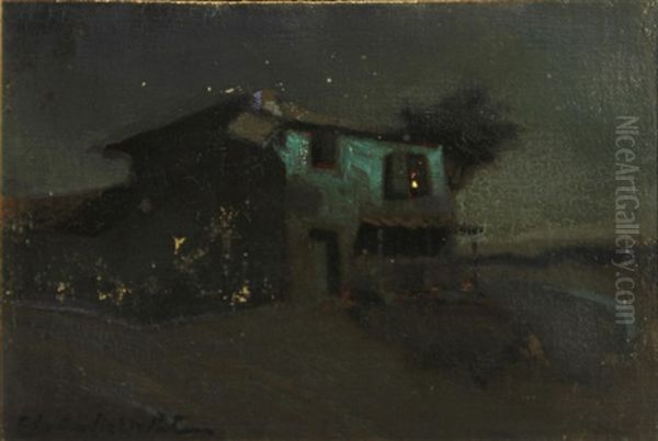 Adobe Nocturne Oil Painting by Charles Rollo Peters