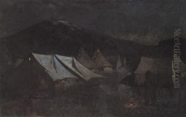 A Nocturnal View Of A Camp Oil Painting by Charles Rollo Peters