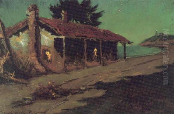 Ocean Side Monterey Adobe At Night Oil Painting by Charles Rollo Peters