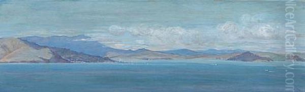 View Of Sausalito And Tiburon With Marin County Beyond Oil Painting by Constance Peters