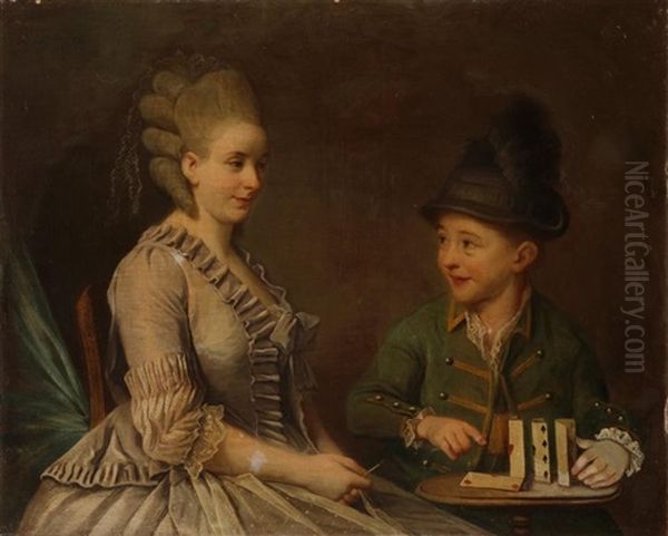 Les Joueurs De Cartes Oil Painting by Johann Anton de Peters