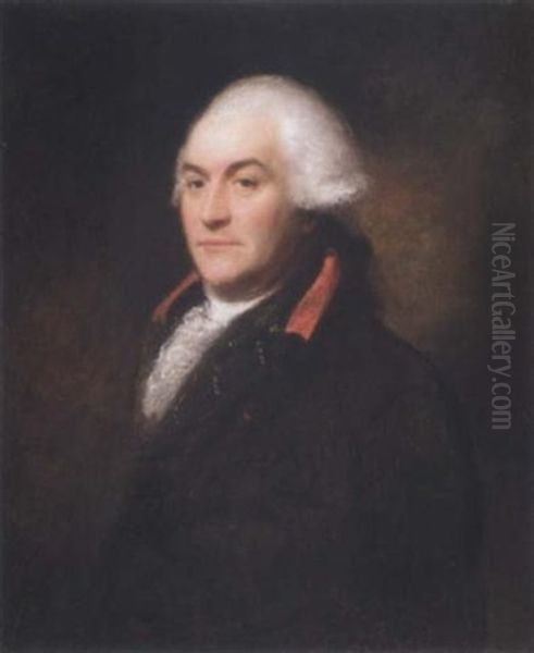 Portrait Of A Gentleman Wearing A Brown Coat With A White Stock Oil Painting by Rev. Matthew William Peters