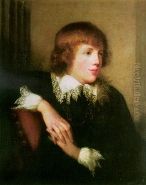 Portrait Of A Boy Wearing Van Dyck Dress Oil Painting by Rev. Matthew William Peters