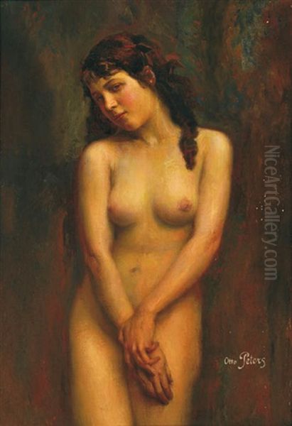 Girl's Nude Oil Painting by Otto Peters