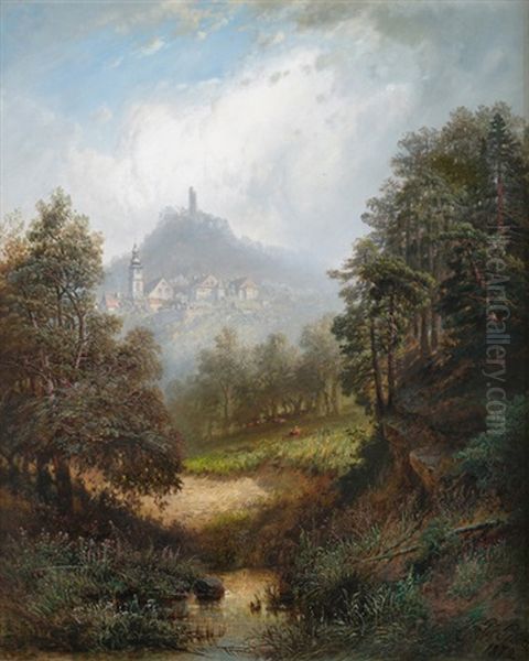 Der Lowenstein Bei Heilbronn Oil Painting by Pieter Francis Peters