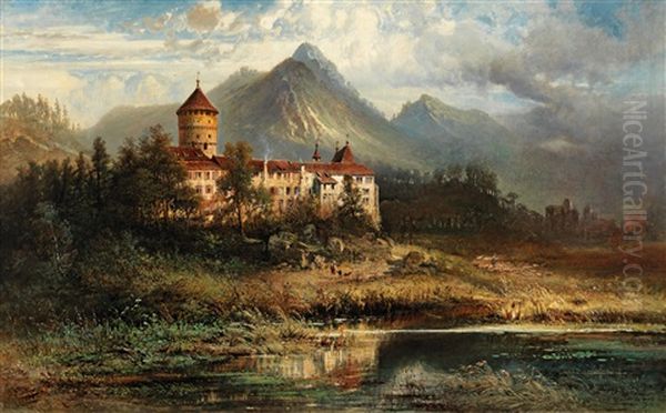 View Of Schlos Matzen Oil Painting by Pieter Francis Peters