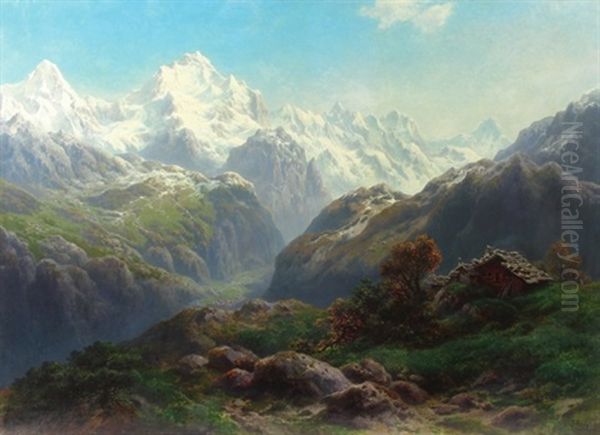 Hochalm In Den Alpen Oil Painting by Pieter Francis Peters