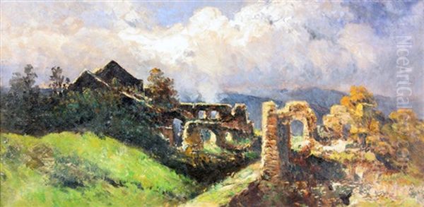 Ruine Unter Gewitterwolken Oil Painting by Pieter Francis Peters