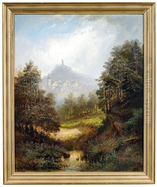 Der Lowenstein Bei Heilbronn Oil Painting by Pieter Francis Peters