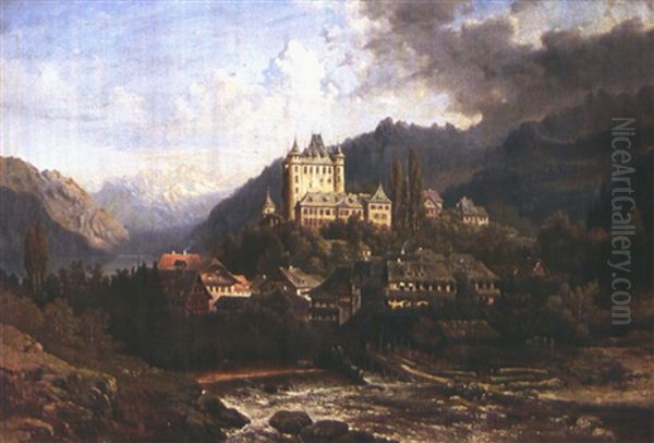 Ansicht Der Burg Thun Oil Painting by Pieter Francis Peters