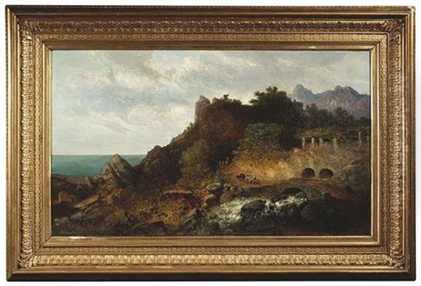 Sudlandische Kustenlandschaft Mit Reisenden Oil Painting by Pieter Francis Peters