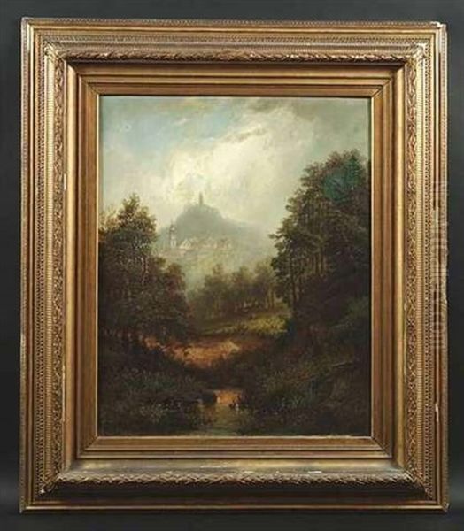 Herbststimmung. Blick Auf Den Lowenstein Bei Heilbronn Oil Painting by Pieter Francis Peters