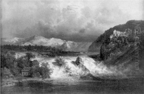 Blick Auf Den Rheinfall In Schaffhausen Oil Painting by Pieter Francis Peters