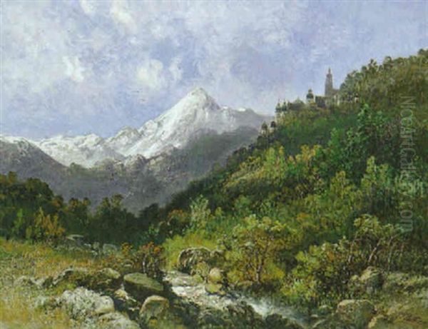 Blick Auf Das Benediktinerstift Marienberg Bei Burgeis In Vinschgau Oil Painting by Pieter Francis Peters