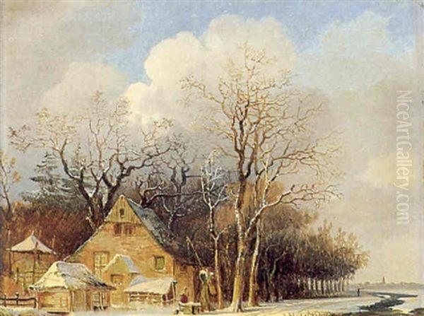 Kleine Winterlandschaft Oil Painting by Pieter Francis Peters