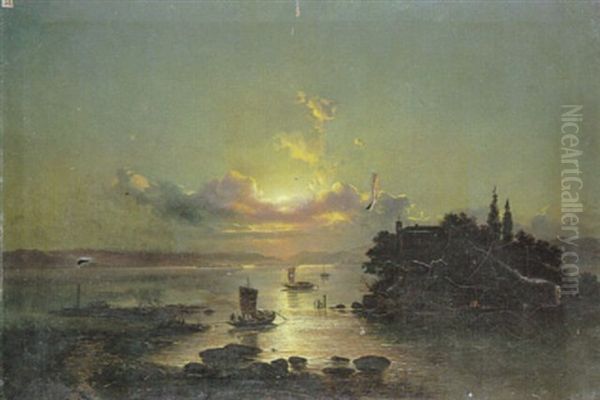 Itallienische Seelandschaft Bei Morgendammerung Oil Painting by Pieter Francis Peters