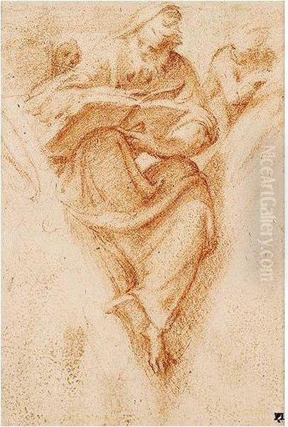 Study Of A Prophet With Putti In A Pendentive Oil Painting by Camillo Boccaccino