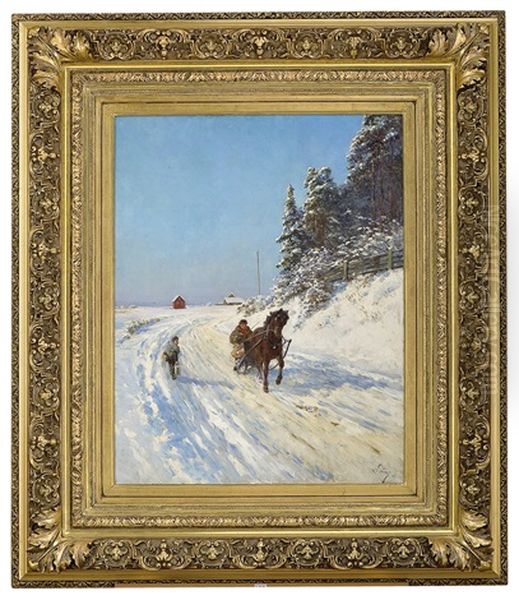 Sledekjoring Oil Painting by Wilhelm Otto Peters