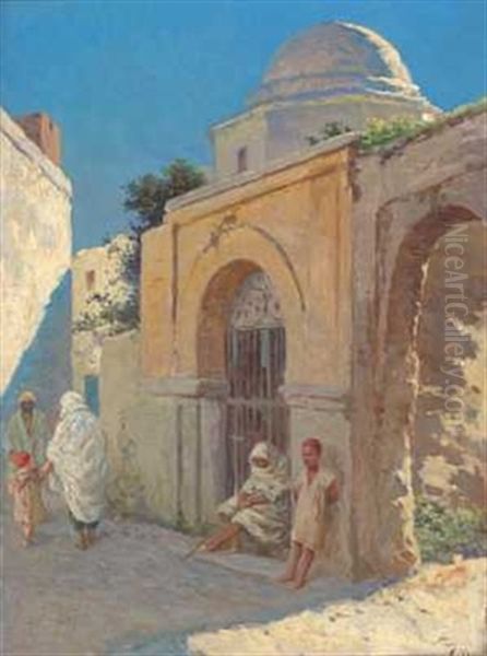 Gatescene (tunis?) Oil Painting by Wilhelm Otto Peters