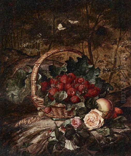 Still Life With Strawberries Oil Painting by Anne Sophie Petersen