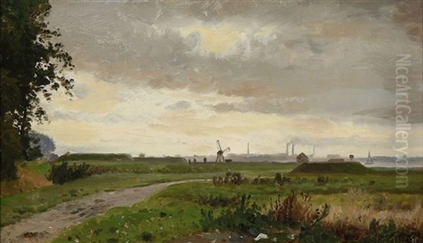 Enghavevej Mod Gl. Jernbanevold Oil Painting by Edvard Frederik Petersen