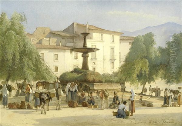 View Of The City Sulmona, Abruzzo, Italy Oil Painting by Edvard Frederik Petersen