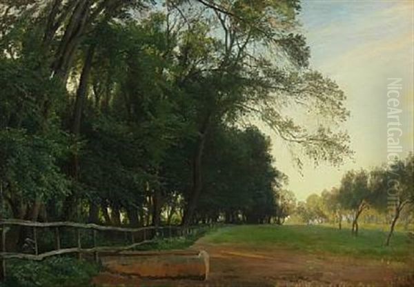 Landscape From Frascati Oil Painting by Edvard Frederik Petersen