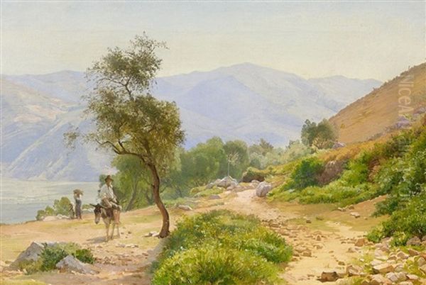 Italienische Sommerlandschaft Oil Painting by Edvard Frederik Petersen