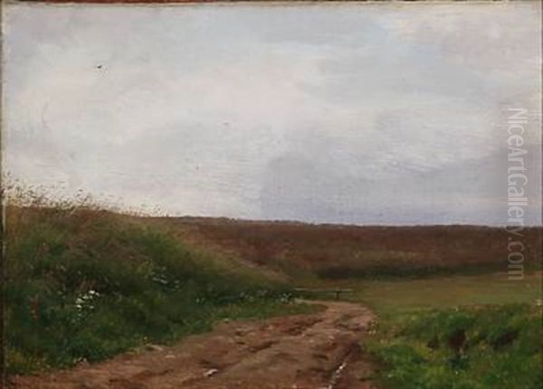 Landscape With Wild Flowers Oil Painting by Edvard Frederik Petersen