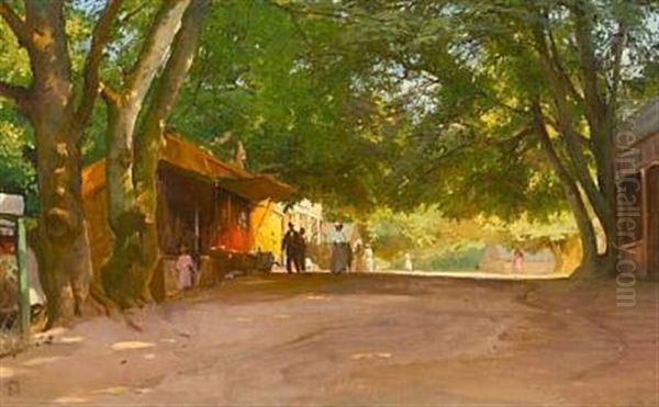 Summer Day In The Amusement Park Oil Painting by Edvard Frederik Petersen