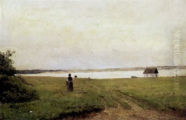 Fra Bramsnaesvig Ved Lagtved Oil Painting by Edvard Frederik Petersen