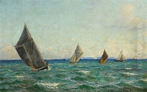 Racing On The Sound Oil Painting by Elias Petersen