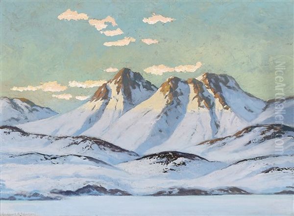 View From The Icecap Of Greenland Oil Painting by Emanuel A. Petersen