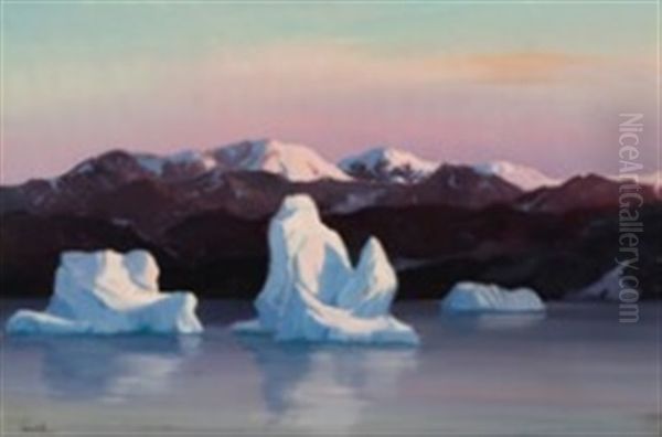 Drifting Ice Near The North Coast Of Disko Island, Greenland Oil Painting by Emanuel A. Petersen