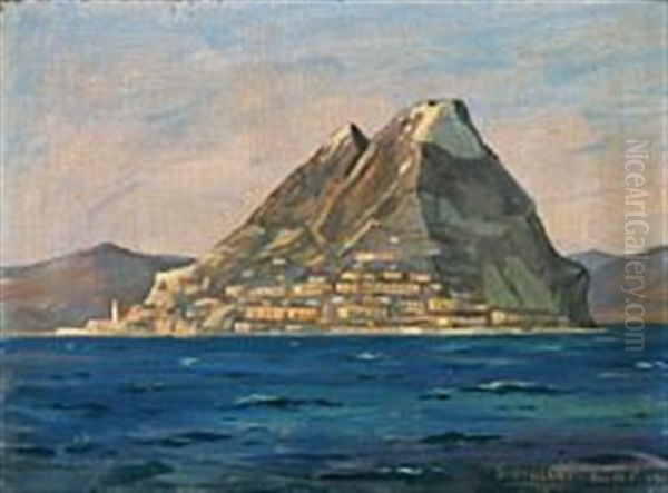 View From Gibraltar Oil Painting by Emanuel A. Petersen