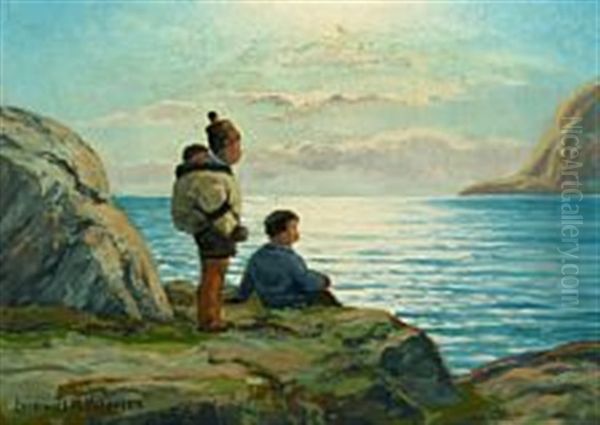 Udsigt Over Havet Oil Painting by Emanuel A. Petersen