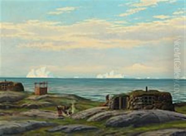 Landscape At Greenland Oil Painting by Emanuel A. Petersen