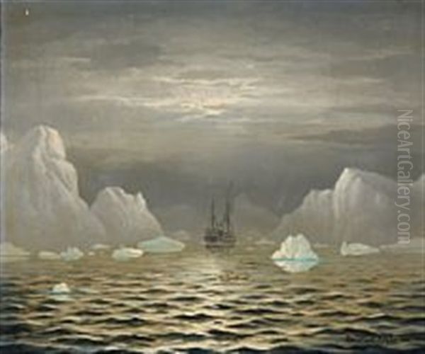 At The Icy Seas Of Greenland Oil Painting by Emanuel A. Petersen