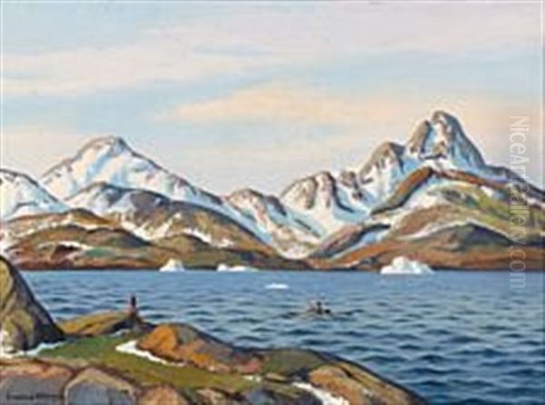 Spring Day, Angmagssalik, East Greenland Oil Painting by Emanuel A. Petersen