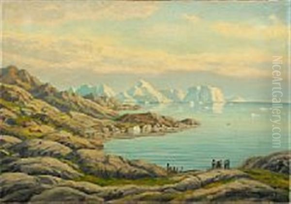 Jacobshavn Isfjaeldsbanke Oil Painting by Emanuel A. Petersen