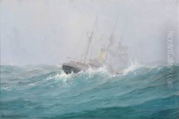 Hans Egede In A Storm Oil Painting by Emanuel A. Petersen