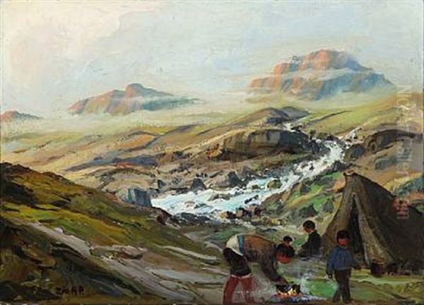 Landscape From Greenland Oil Painting by Emanuel A. Petersen