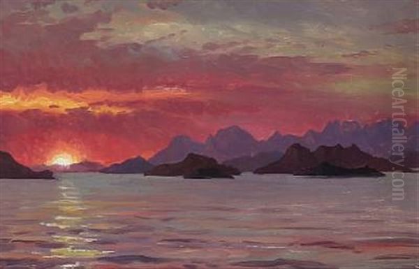 Evening Sun On Greenland Oil Painting by Emanuel A. Petersen