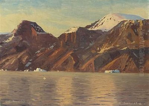 View Of The Disko Bay Oil Painting by Emanuel A. Petersen