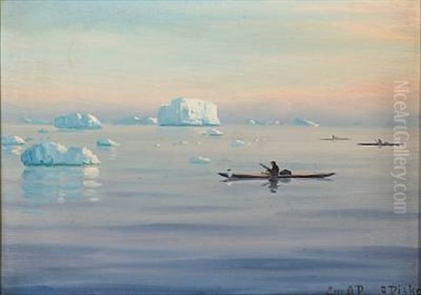 Morning Light In The Disko Bay, Greenland Oil Painting by Emanuel A. Petersen