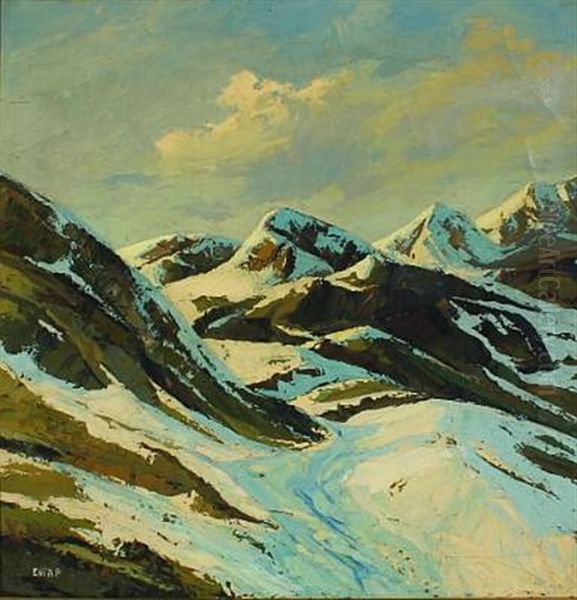 Greenland Mountain Landscape On A Sunny Day Oil Painting by Emanuel A. Petersen