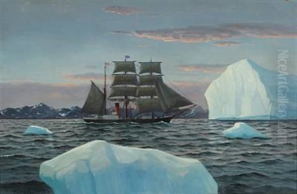 Barken Ivigtut (view From Greenland With The Barque Ivigtut) by Emanuel A. Petersen