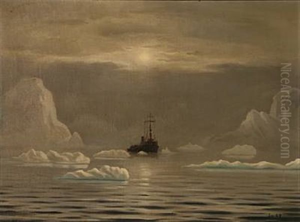 Hejmdal In Davisstraedet, Greenland Oil Painting by Emanuel A. Petersen