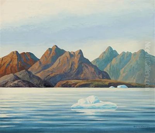 Scenery At Nordre Stromfjord Oil Painting by Emanuel A. Petersen