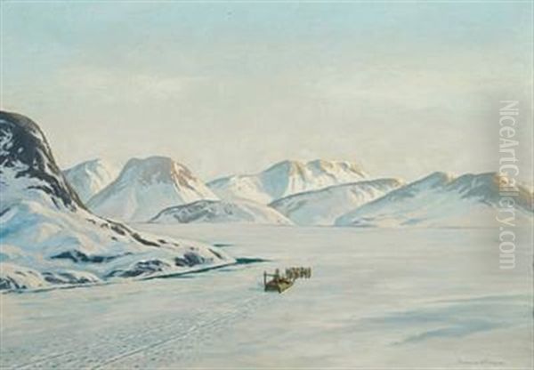 Landscape From Greenland Oil Painting by Emanuel A. Petersen